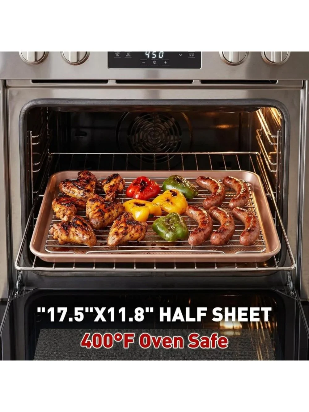 2-Pack Nonstick Baking Sheets & Racks Set with 50 Parchment Papers - Heavy Duty